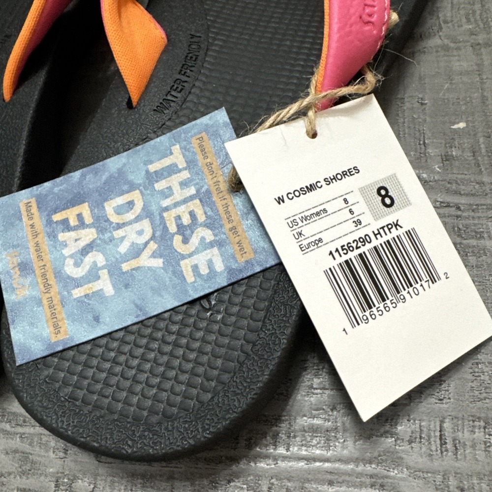 Sanuk Cosmic Shores Yoga Flip Flops Womens Size 8 Pink Orange Water Friendly NWT - Picture 2 of 5